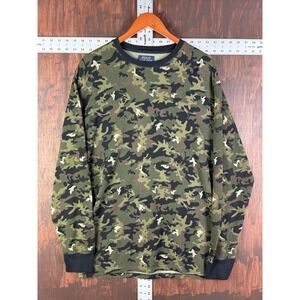 Polo Ralph Lauren Waffle Knit Thermal Long Sleeve Shirt Camo Green Men Large EUC